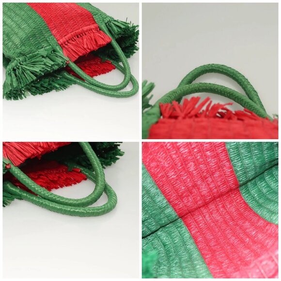 GUCCI Hand Bag Straw Green Red 524810 Auth bs26626 - Picture 16 of 16